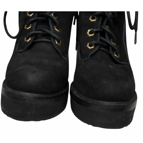 Jeffrey Campbell In Charge Combat Boot 7.5 Black Leather Lace Platform Lug Soles - Picture 5 of 15